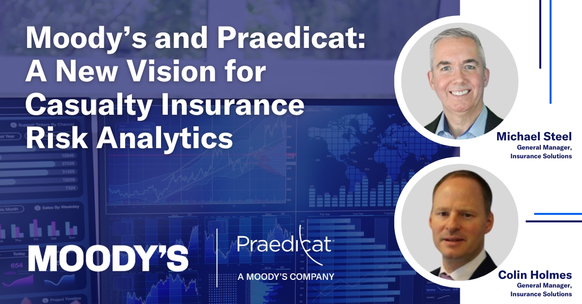 With a major announcement today on the acquisition of <a href="/Praedicat/">Praedicat</a>, Michael Steel and Colin Holmes explain how this new development demonstrates our commitment to investing in casualty risk assessment 👉 moodys.com/web/en/us/insi…

#Insurance #CasualtyInsurance  #RiskAnalytics