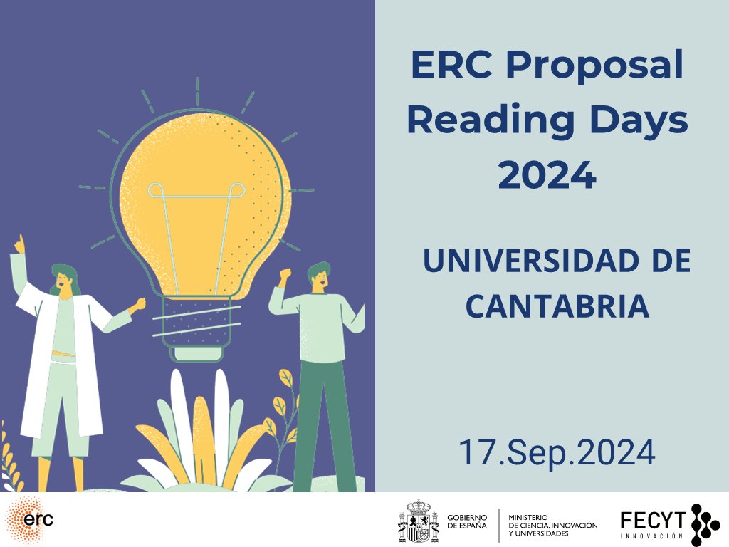 Horizonte Europa (@horizonteeuropa) on Twitter photo 🌟ERC Proposal Reading Day 2024 en Santander🌟
El próximo 17 de septiembre estaremos en la <a href="/unican/">Universidad de Cantabria</a> en esta jornada en la que podréis leer propuestas ya financiadas en el programa ERC.
Últimas plazas disponibles ➡️horizonteeuropa.es/erc-proposal-r… 🌟ERC Proposal Reading Day 2024 en Santander🌟
El próximo 17 de septiembre estaremos en la <a href="/unican/">Universidad de Cantabria</a> en esta jornada en la que podréis leer propuestas ya financiadas en el programa ERC.
Últimas plazas disponibles ➡️horizonteeuropa.es/erc-proposal-r…