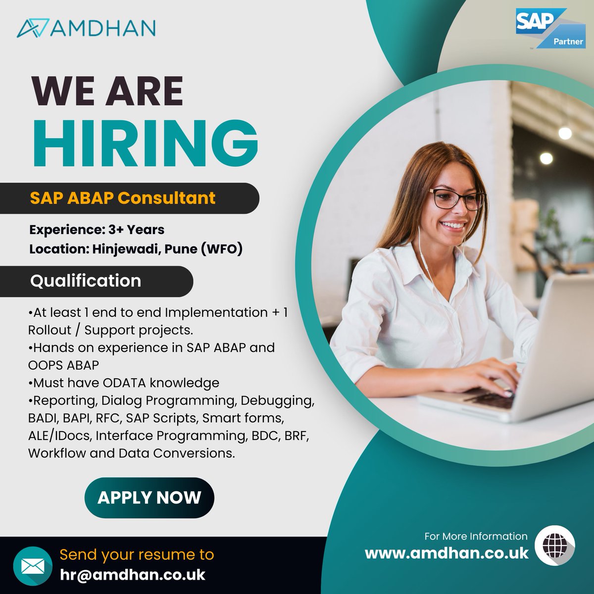 AmdhanLTDUK's tweet image. We Are Hiring.
𝐏𝐨𝐬𝐢𝐭𝐢𝐨𝐧: SAP ABAP Consultant
𝐀𝐩𝐩𝐥𝐲 𝐍𝐨𝐰 𝐎𝐧 - hr@amdhan.co.uk
#sapabapconsultant #abapconsultant #sapconsultant #abapdeveloper #hiring #sapjobs #saphiring #sapabap #abap #sapjob #recruitment #job #amdhan #sap #itjobs #sapconsultant #punejob