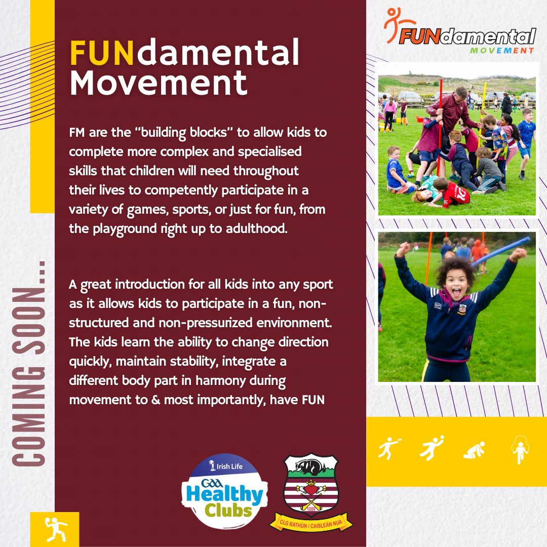 Rahoon Newcastle GAA Club (@rahoonncgaa) on Twitter photo DONT FORGET, TONIGHT!!
FUNdamental Movement Program returns for all of the Primary School kids in our area.
Starting Tonight 6-7pm and continuing for 4 weeks, each Thursday. All children welcome.
Follow the link below to register:
rahoonnewcastlegaa.clr.events/event/136610:f…
<a href="/TCroninNap/">Thomas Cronin</a> DONT FORGET, TONIGHT!!
FUNdamental Movement Program returns for all of the Primary School kids in our area.
Starting Tonight 6-7pm and continuing for 4 weeks, each Thursday. All children welcome.
Follow the link below to register:
rahoonnewcastlegaa.clr.events/event/136610:f…
<a href="/TCroninNap/">Thomas Cronin</a>
