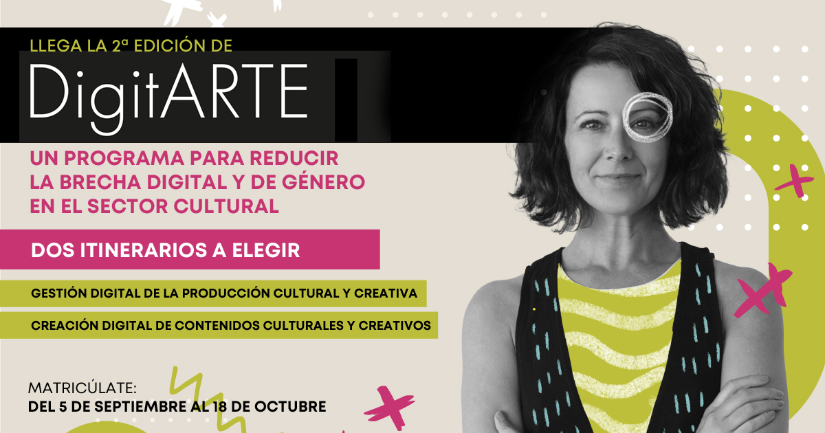 AsociacionMim's tweet photo. 📆 Abiertas las inscripciones para #DigitArte. Curso gratuito en competencias digitales para profesionales de la cultura. 🎨🚀
👩💻 Elige entre Gestión Cultural o Creación de Contenidos.
🗓 Inicio del curso: 4 nov.
✍️Apúntate aquí: https://t.co/u5hLVqUUmS
#IgualdadCultural https://t.co/wd7E7DeMG1