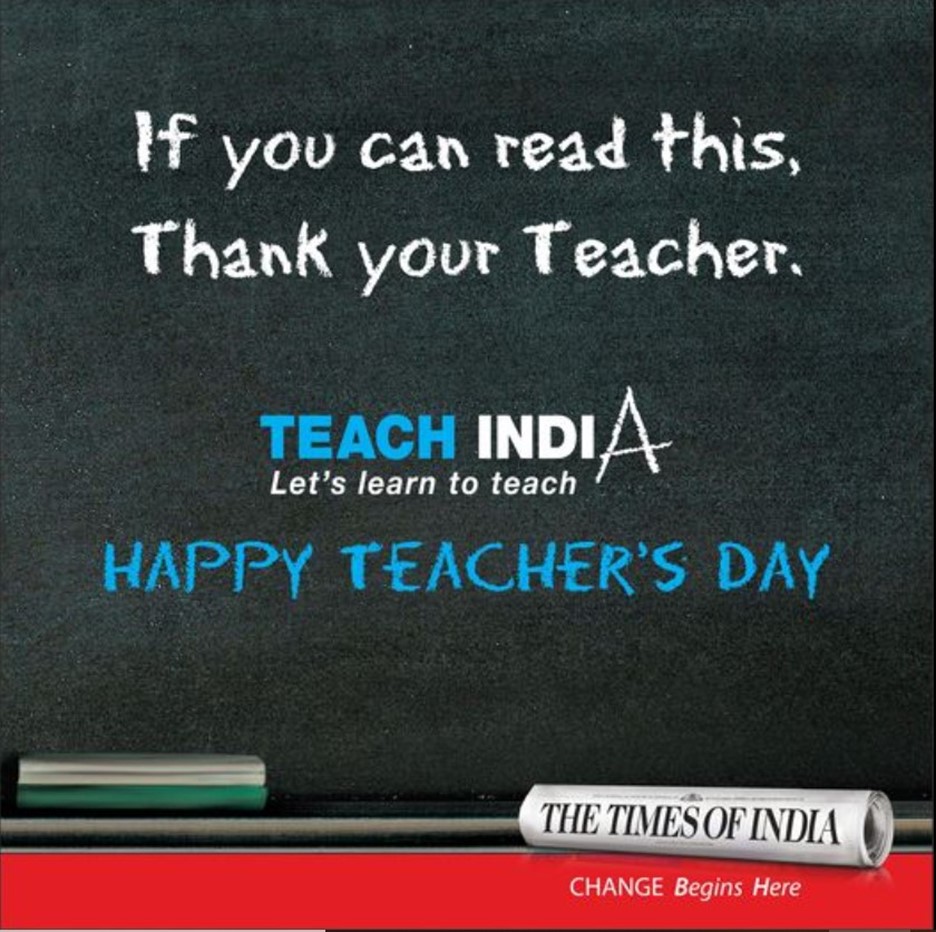 teachindiatoi's tweet photo. Every learning journey starts with a relentless teacher. Let’s take a moment and Thank our Teachers, for lessons big and small.
 
Happy Teachers’ Day!

#TeachersDay #TeachIndia https://t.co/QVt0oNLumI