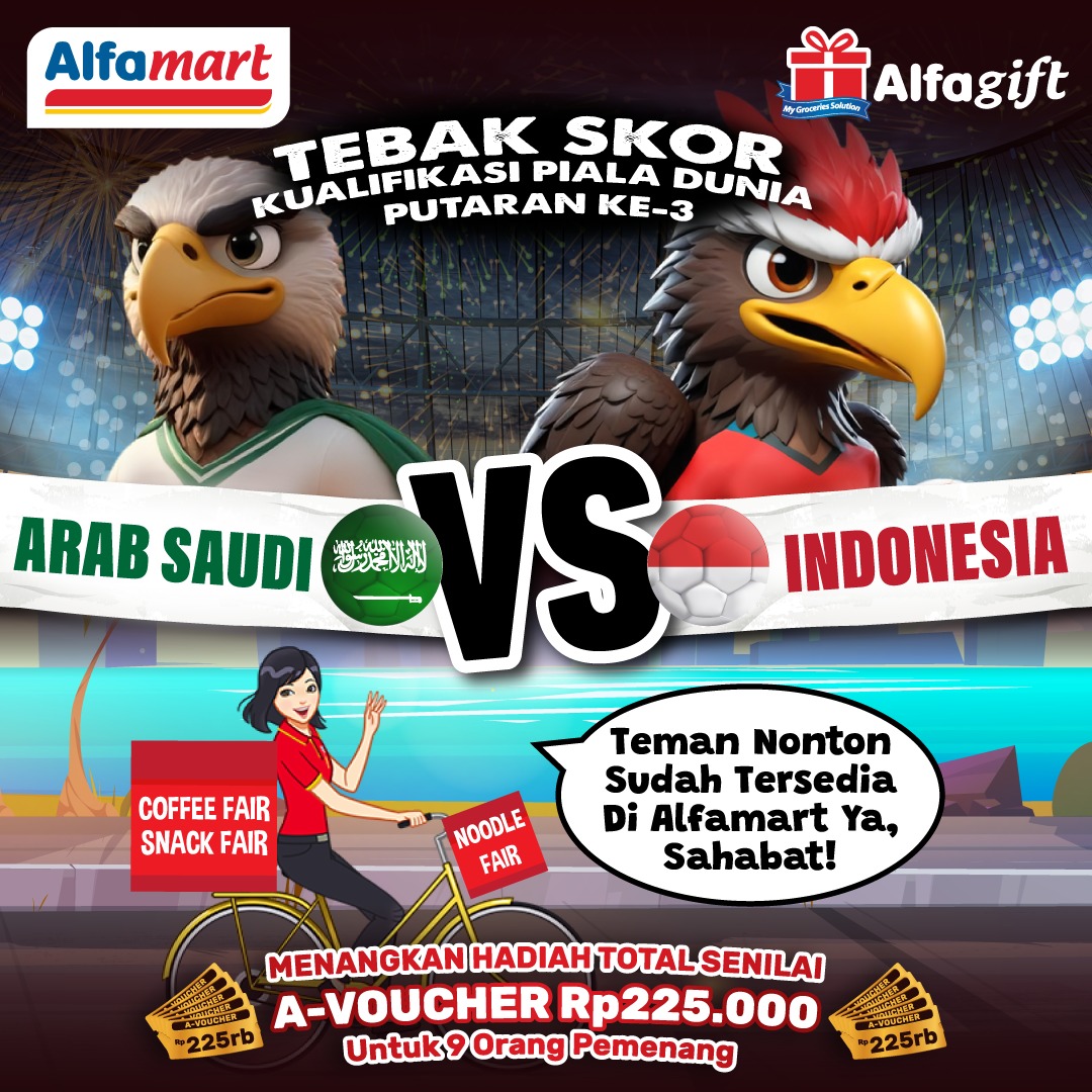 alfamart's tweet image. ✨ Perjalanan Indonesia di Kualifikasi Piala Dunia Putaran Ke-3 DIMULAI!!!

Yuk Tebak Skor dari, "kira-kira berapa skor dari pertandingan Arab Saudi vs Indonesia?"

Langsung aja komen jawabanmu dengan hashtag #TebakSkorAlfamart lalu Follow &amp;amp; Like 5 Postingan sebelumnya😉