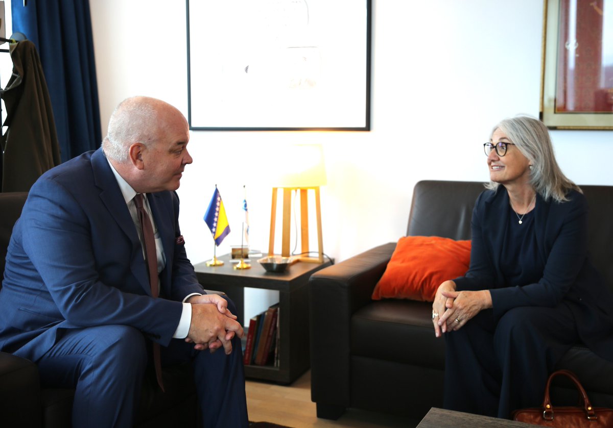 Happy to welcome today H.E. Ambassador Jacqueline Anne Frizelle of New Zealand for a courtesy visit. The conversation marked an important step in strengthening the Mission's and Embassy's collaboration and advancing shared goals in and for Bosnia and Herzegovina.