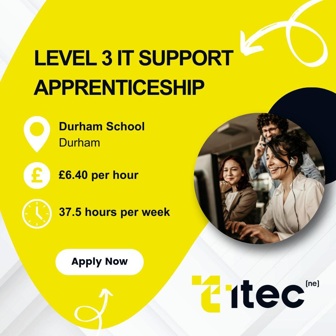 Durham School are hiring! 🙌
 
Do you know someone with a keen interest in IT? We have a great opportunity for someone to kickstart their career with Durham School…
 
Take a look at our IT Support apprenticeship here: buff.ly/4cYhq8C