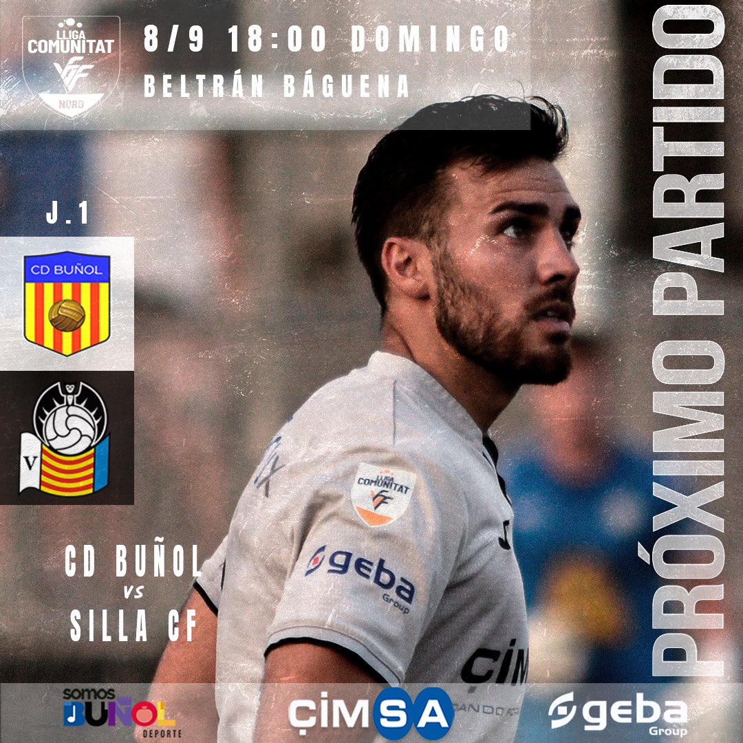 🚨 | PRÓXIMO PARTIDO |

➡️ ¡Este domingo debutamos en el Beltrán! | Primera jornada de #LligaComunitatNord🏆 | Nos visita el #SillaCF | Ven y Suma+💪

🏆 Lliga Comunitat G.Norte
🆚 <a href="/SillaCF_Oficial/">Silla CF</a> 
📅 Domingo 8
⏰ 18:00H
🏟 Campo Beltrán Báguena

#CDBuñol #CDBuñolSomosNosotros