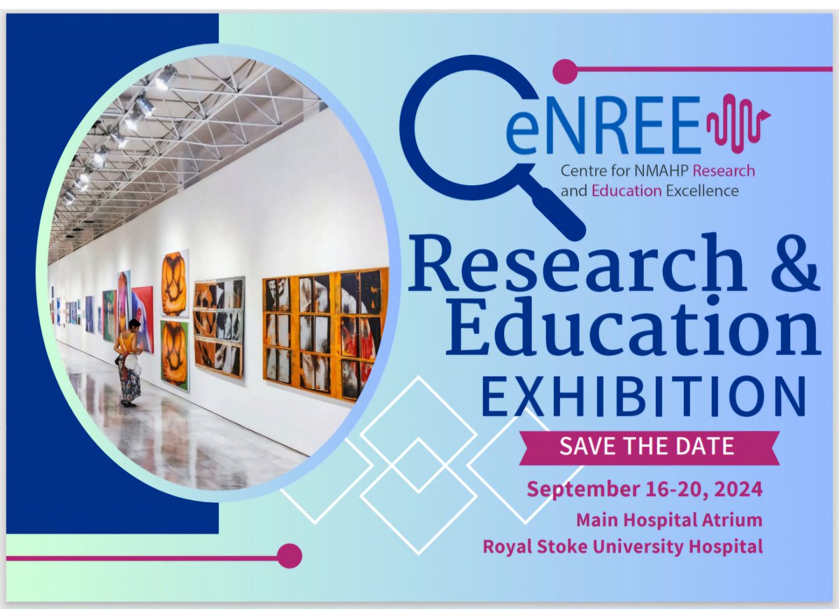 Starting 16th Sept #CeNREE will be exhibiting posters from the UHNM Showcase Event 'Exceptional Care, Exceptional People' (research  stream). Join us in the main atrium at Royal Stoke to celebrate and view staffs great work 👏 drop-in and say hello to the team 😀