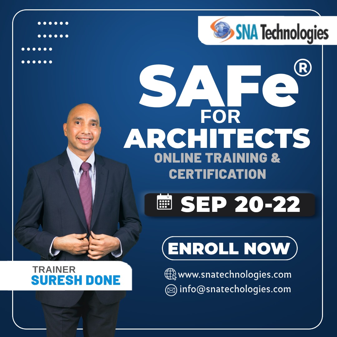 Enroll Now and Reserve your spot to attend the SAFe for Architects certification Online (Virtual) Live Training from 20th-22nd September, 2024.

If you have any queries, please do contact - info@snatechnologies.com

Start learning, understand the concepts, and get certified!
