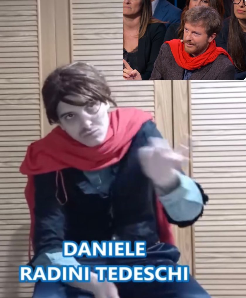 RadiniTedeschi's tweet photo. Simpatica parodia,  imitazione di Daniele Radini Tedeschi interpretata da Fabryzio Granata. #danieleradinitedeschi #radinitedeschi #imitazione #caricatura #satira https://t.co/GwUvlIwapy