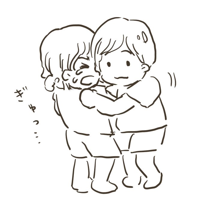 #みなとえにっき 療育のとき、玄関でギャン泣きしてしまった子のところへ駆け寄って、心配そうな顔で眺めたあとに優しくハグしていました。湊は感覚過敏で他の子の泣き声がずっと苦手で、いままでは耳を塞いだり、ひどい時は口を押さえつけにいこうとしてしまったりしていたのに、成長してました🥲👏<a href="/tag/%E3%81%BF%E3%81%AA%E3%81%A8%E3%81%88%E3%81%AB%E3%81%A3%E3%81%8D"class="tags">#みなとえにっき</a>