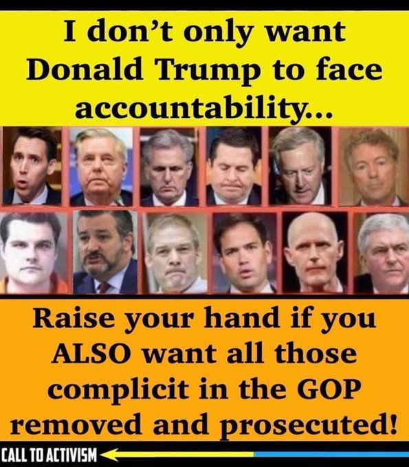 ForestintheF's tweet photo. Raise your hand if you think Merrick Garland @TheJusticeDept is a coward! 🖐 

Going on 4 years and still NO sitting members of Congress, Trump family members, Supreme Court justices wives, or @FoxNews employees have been INDICTED! Why not? #ResignMerrickGarland #VetsAgainstMAGA https://t.co/mE5rP541ov