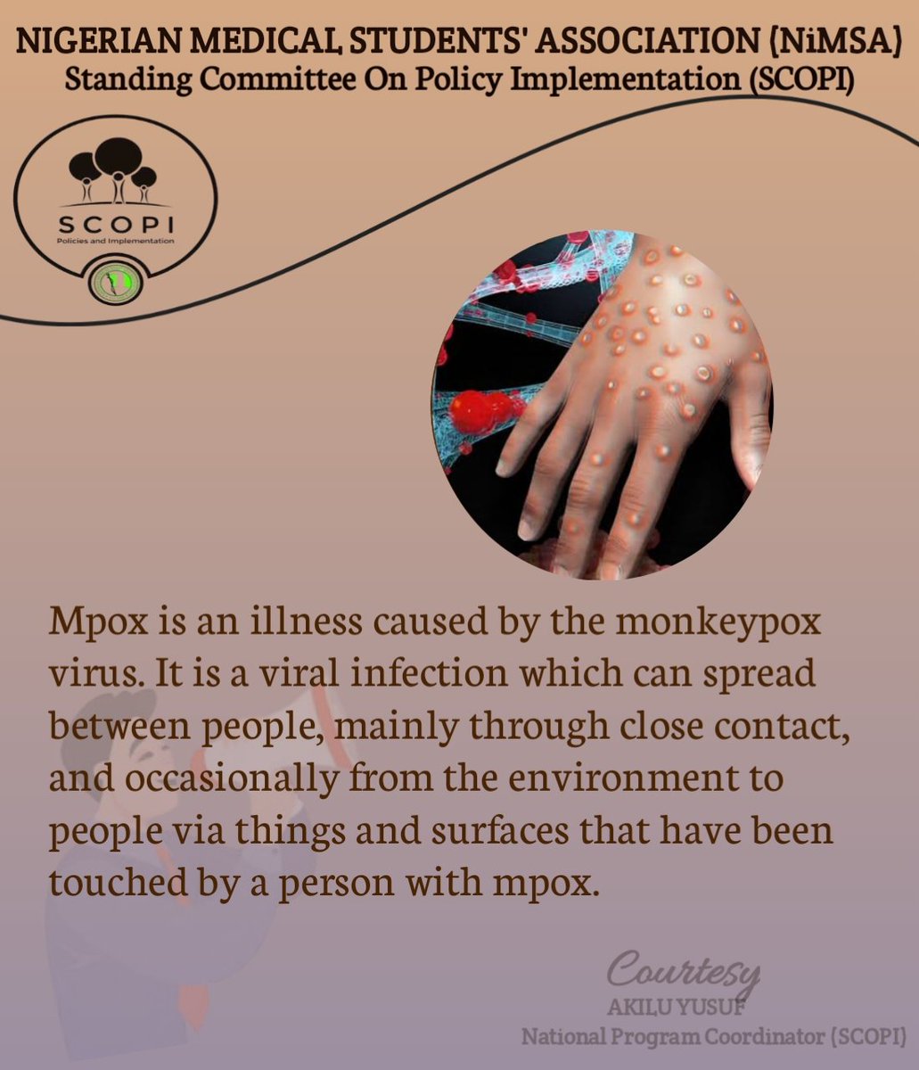 aqyl__u's tweet photo. To protect yourself and others against mpox, know the signs and symptoms, how the virus spreads, what to do if you get ill, and the risk in your area or community.
#MpoxAwareness
#NiMSA
#Sgdhub_umyu
#SDGs3 https://t.co/kmR75ihpfO