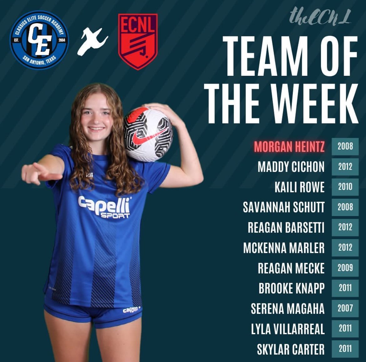 Morgan Heintz (@heintzmorgan) on Twitter photo Very blessed to have receive team and player of the week after opening weekend!! Had a great weekend in Oklahoma <a href="/ClassicsEliteSA/">Classics Elite Soccer Academy</a> Very blessed to have receive team and player of the week after opening weekend!! Had a great weekend in Oklahoma <a href="/ClassicsEliteSA/">Classics Elite Soccer Academy</a>