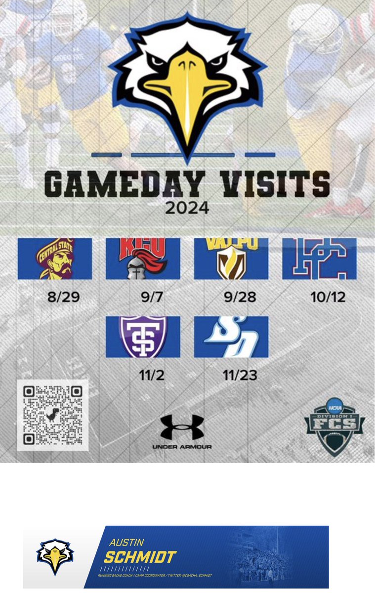 Thank you <a href="/CoachA_Schmidt/">Austin Schmidt</a> and <a href="/Coachweiss30/">Kyle Weiss</a> for the game day invite looking forward to being <a href="/MSUEaglesFB/">Morehead State Football</a>