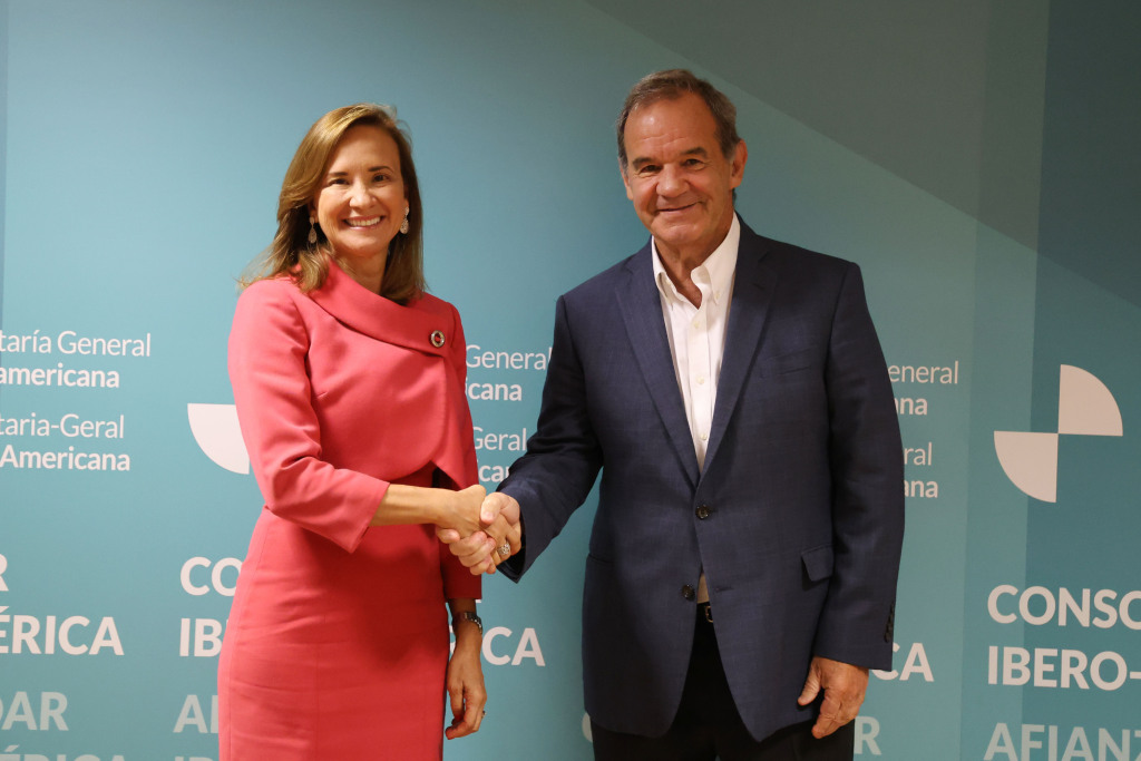 🤝🌎 El SGI, Andrés Allamand, y la Presidenta Ejecutiva del @BCIE_org, Gisela Sánchez, se reunieron en Madrid con el objetivo de impulsar un crecimiento económico integrador y sustentable en Iberoamérica. #CooperaciónIberoamericana