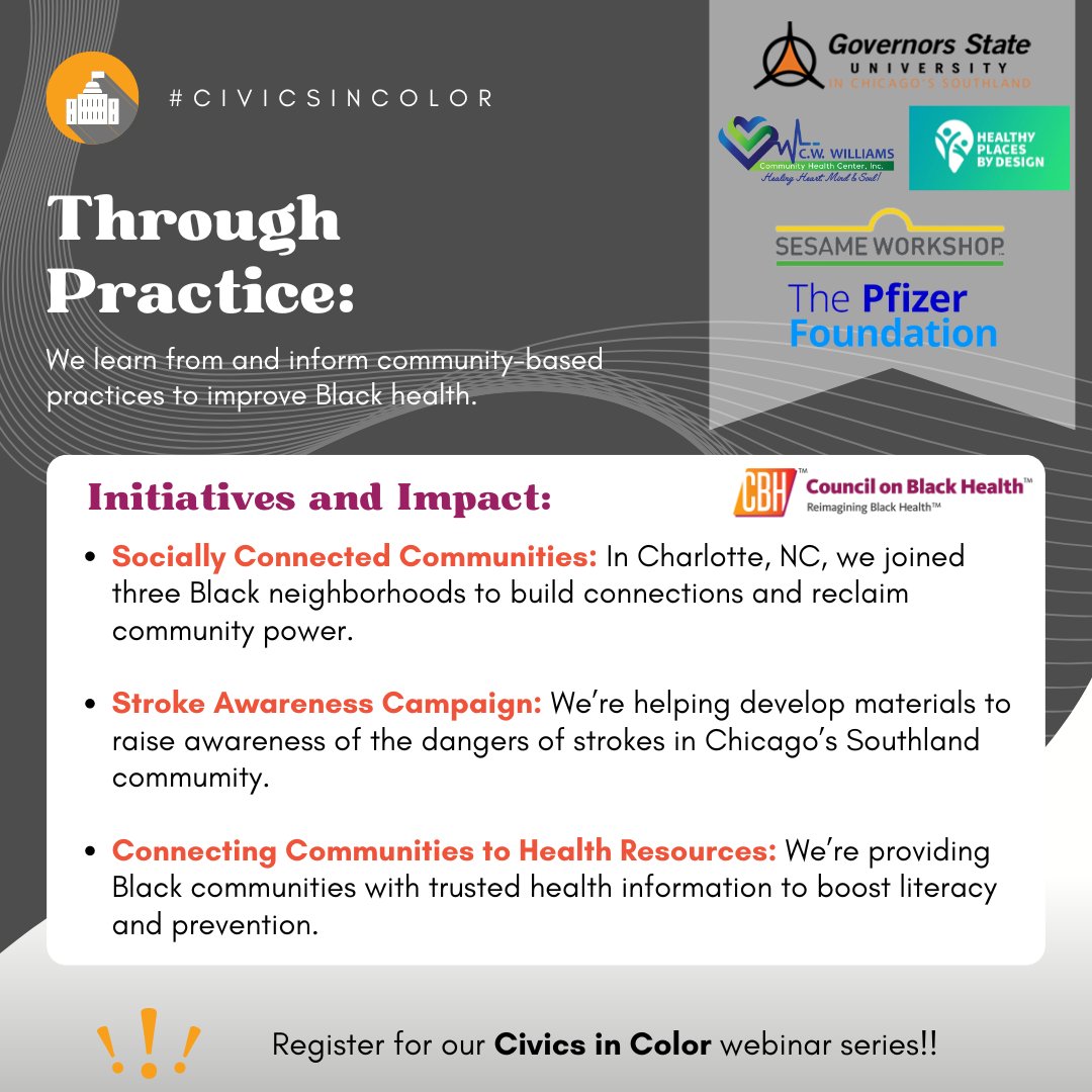 📣 Join the Civics in Color Webinar Series! 👨🏽‍💻🧑🏾‍💻👩🏿‍💻
Explore how local government impacts Black communities and get empowered to drive change! 🚀
Register ➡️🔗 ow.ly/9JFZ50Tai5Y 
#CivicsInColor