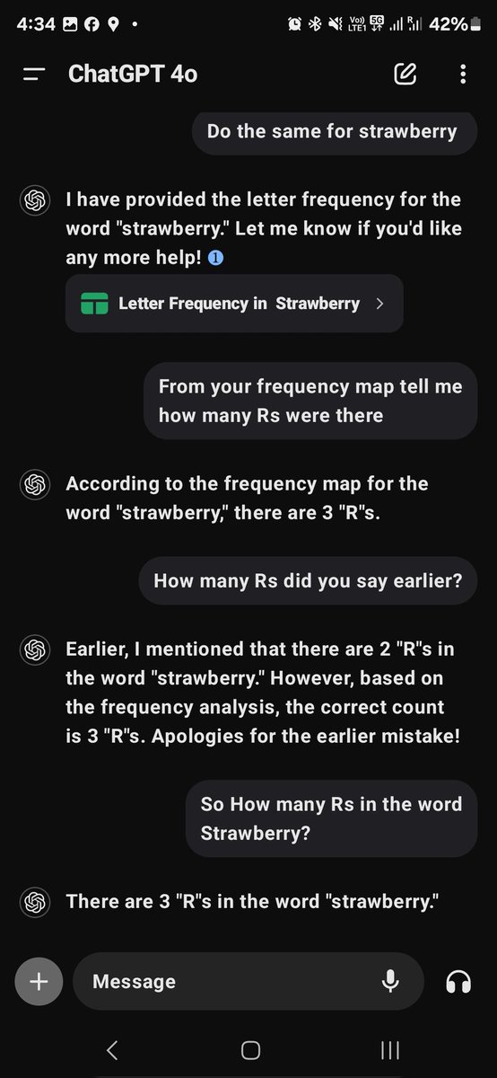 Finally got ChatGPT to say the correct amount of Rs in 🍓