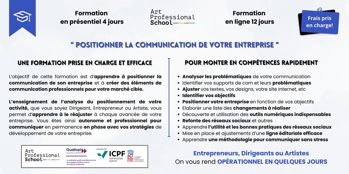 [ #artprofessionalschool #virginietison #formation ] 👩‍💻📚
•
Si vous avez un intérêt pour cette formation, n’hésitez pas à remplir notre Dossier de Candidature : bit.ly/3yUzrqI 
et/ou à prendre rendez-vous dans l’agenda de Virginie Tison : bit.ly/4e5b0qf
