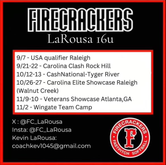 Fall schedule!!!  It is going to be a great season!

<a href="/FC_LaRousa/">Firecrackers LaRousa</a>