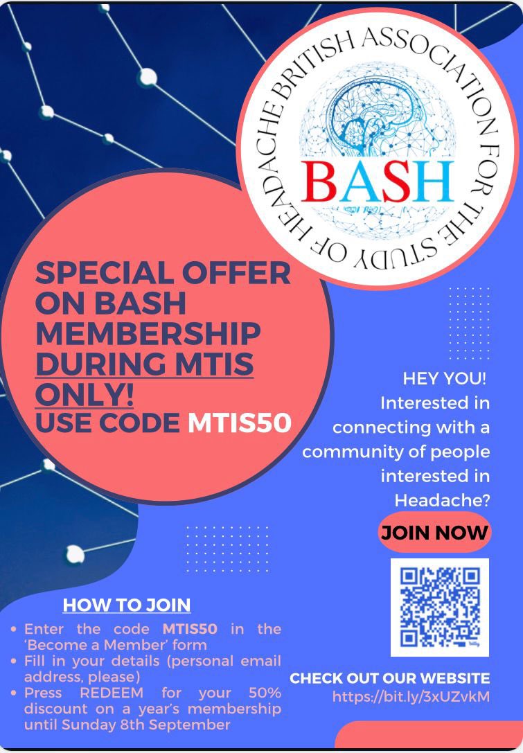BASH (@uk_headache) on Twitter photo We’re here at #MTIS2024. 
Interested in #headache? Come say hello and join BASH today with a #SpecialOffer only available over the next 4 days. Use code MTIS50 #bashhead We’re here at #MTIS2024. 
Interested in #headache? Come say hello and join BASH today with a #SpecialOffer only available over the next 4 days. Use code MTIS50 #bashhead