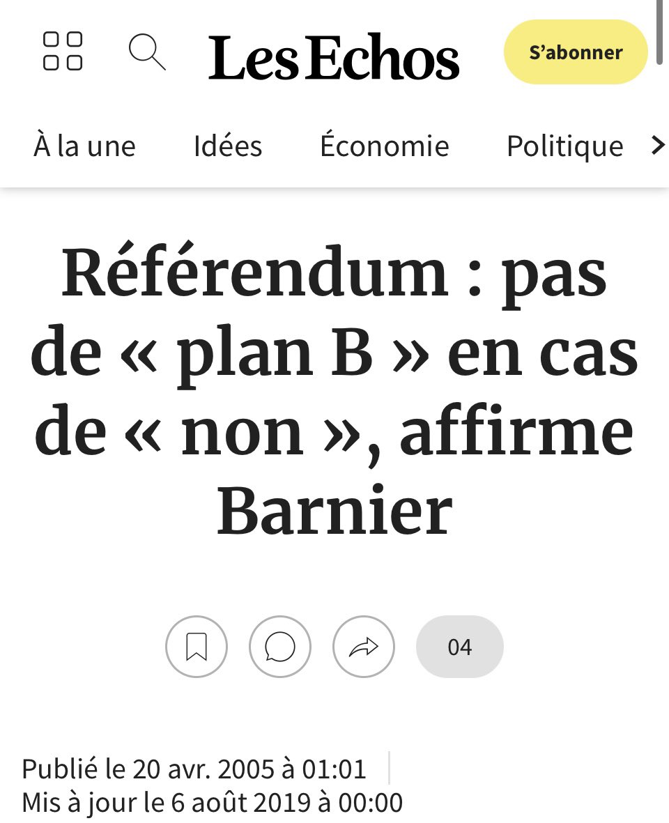 CH_Gallois's tweet photo. Michel Barnier est un politique qui a toujours œuvré contre la souveraineté nationale et en faveur du démantèlement de la France au profit de l’UE.

Partisan de la trahison du référendum de 2005 et favorable au funeste traité de Maastricht.

Il n’y a pas grand chose à attendre. https://t.co/AM96MiUKSu