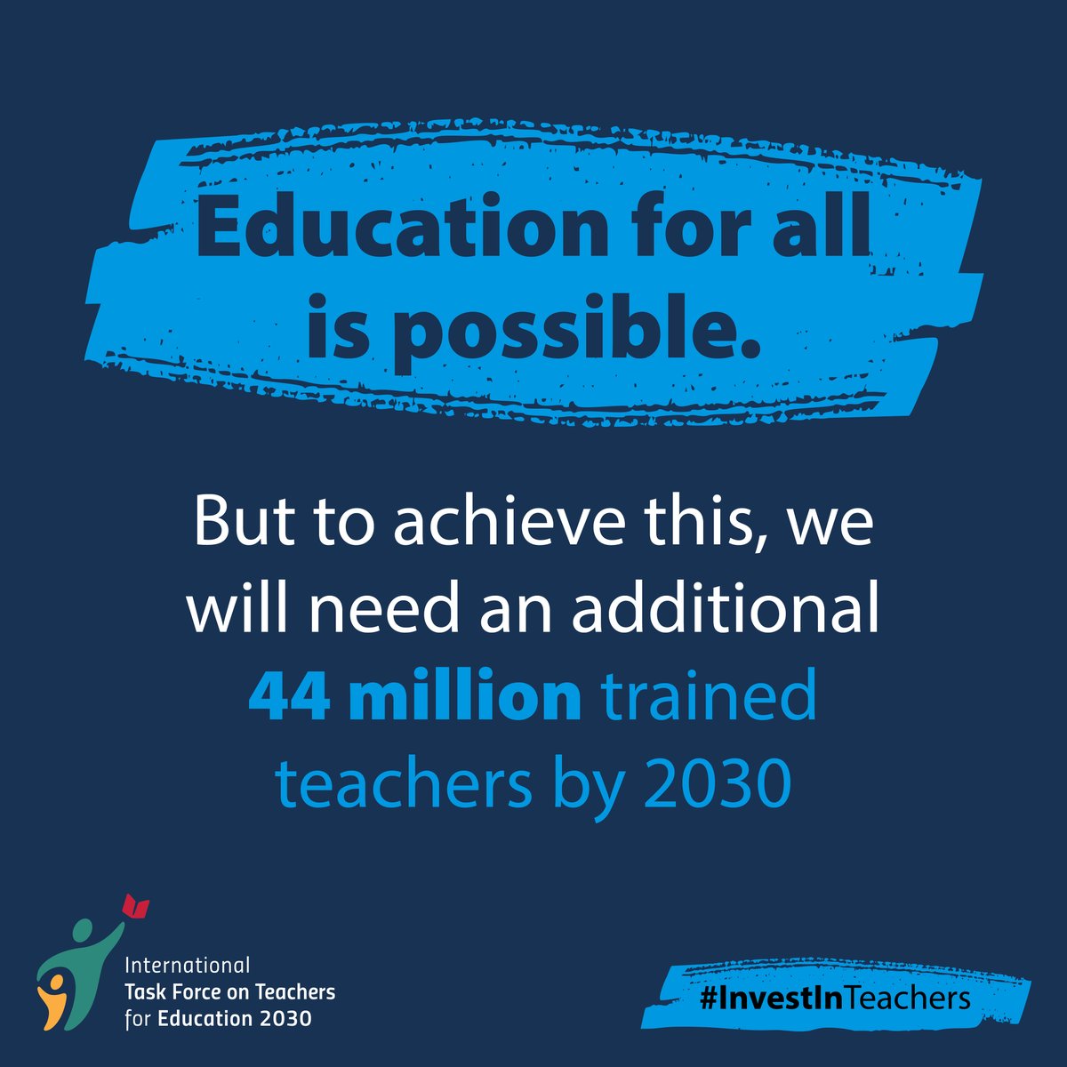 Imagine the impact that 44 million highly trained, motivated and supported teachers could have on individuals, societies and economies around the world! 🌍 📈

But right now, that’s 44 million #TeachersMissing. We need to #InvestInTeachers.
