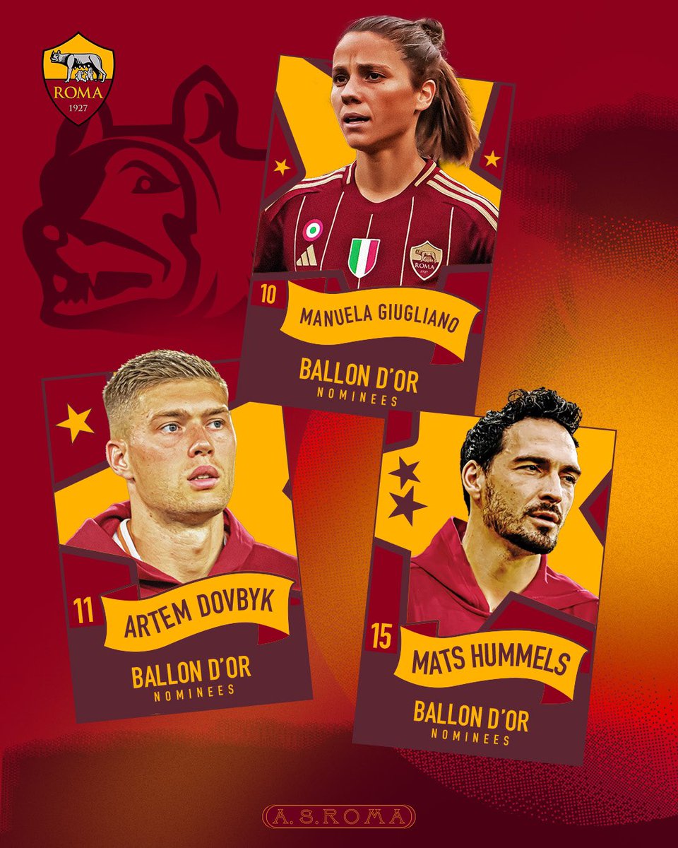 ✨🐺🐺🐺✨

Candidati per il Pallone d’Oro 👏

#ASRoma | <a href="/ASRomaFemminile/">AS Roma Femminile</a>