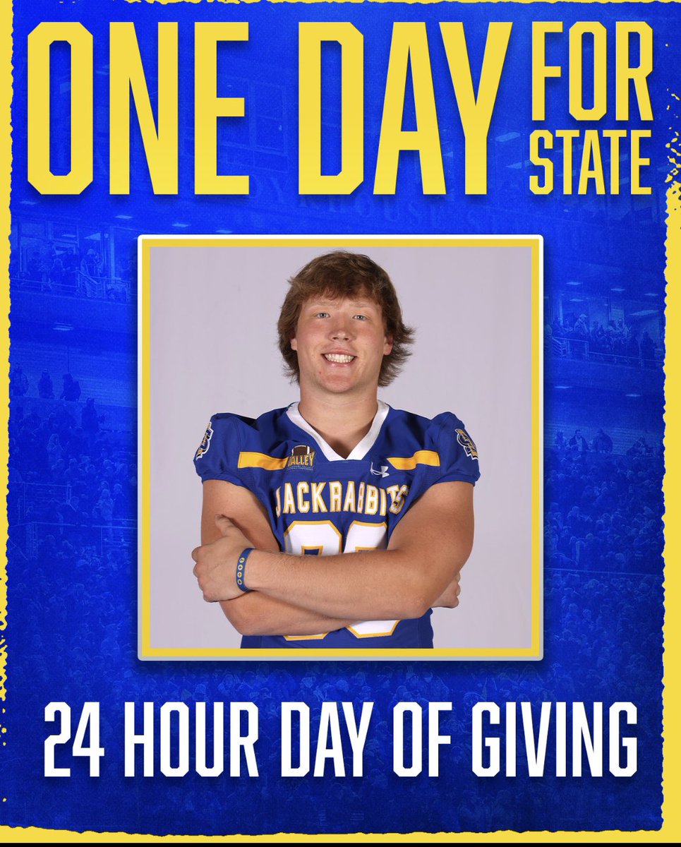 DawsonRipperda's tweet image. Today is the day you can show your support for the Jacks!! SDSU has given me so much and I can’t be more thankful. This place feels like home thanks to the community and friends. I’m proud to be a Jackrabbit!! #OneDayforSTATE