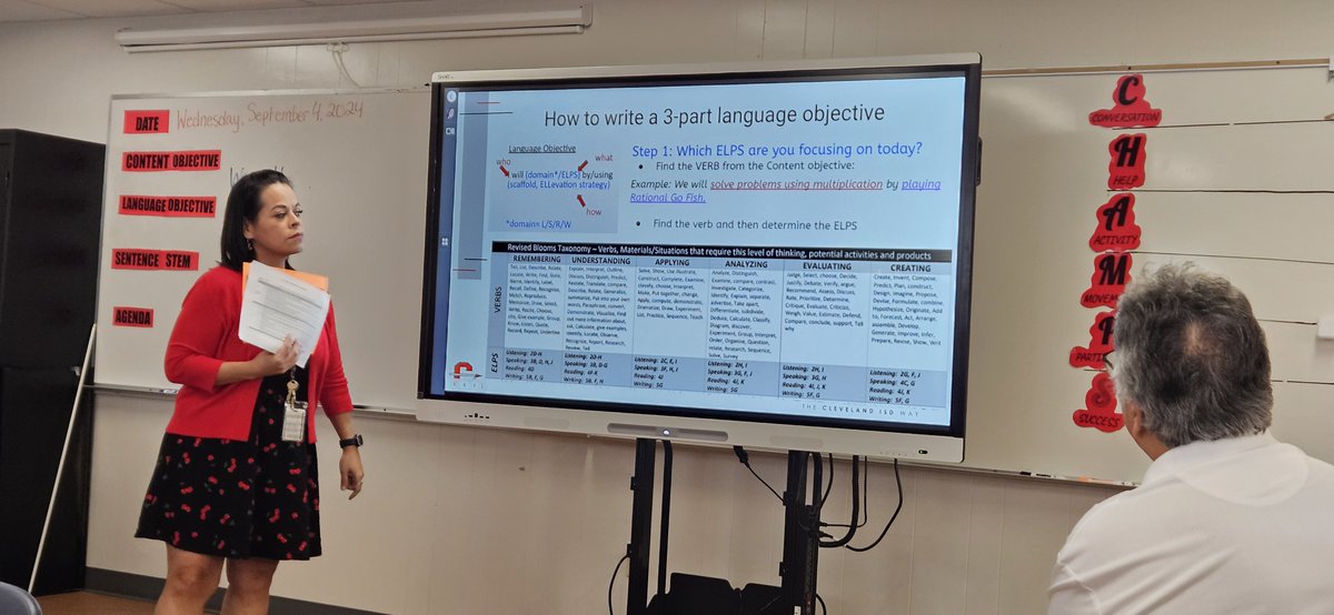 CISDDualESL's tweet photo. The C9 EB IC, Ms. Sandy Rivas, gave a wonderful professional development session yesterday on Content and Language Objectives and ELLevation modules. Thank you C9 IC and admin teams for your support! @9thIsd https://t.co/VSrTE0Eh7D