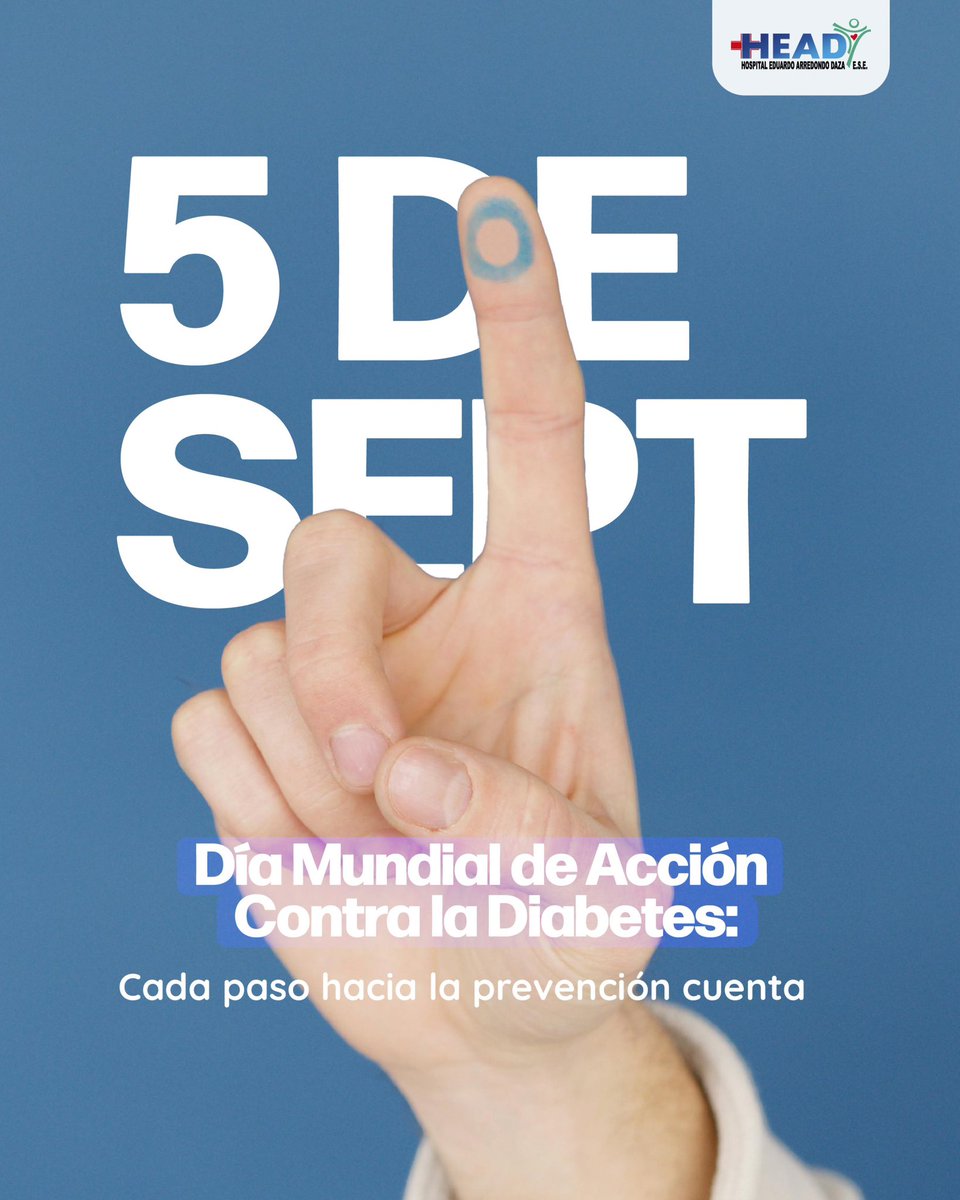 En la E.S.E. Hospital Eduardo Arredondo Daza, nos unimos a la lucha contra la diabetes 🤞🏼 La prevención y el diagnóstico temprano son clave para mantener una vida saludable. No pierdas la oportunidad. ¡Ven, infórmate e identifica tu riesgo, tu salud es nuestra prioridad!
