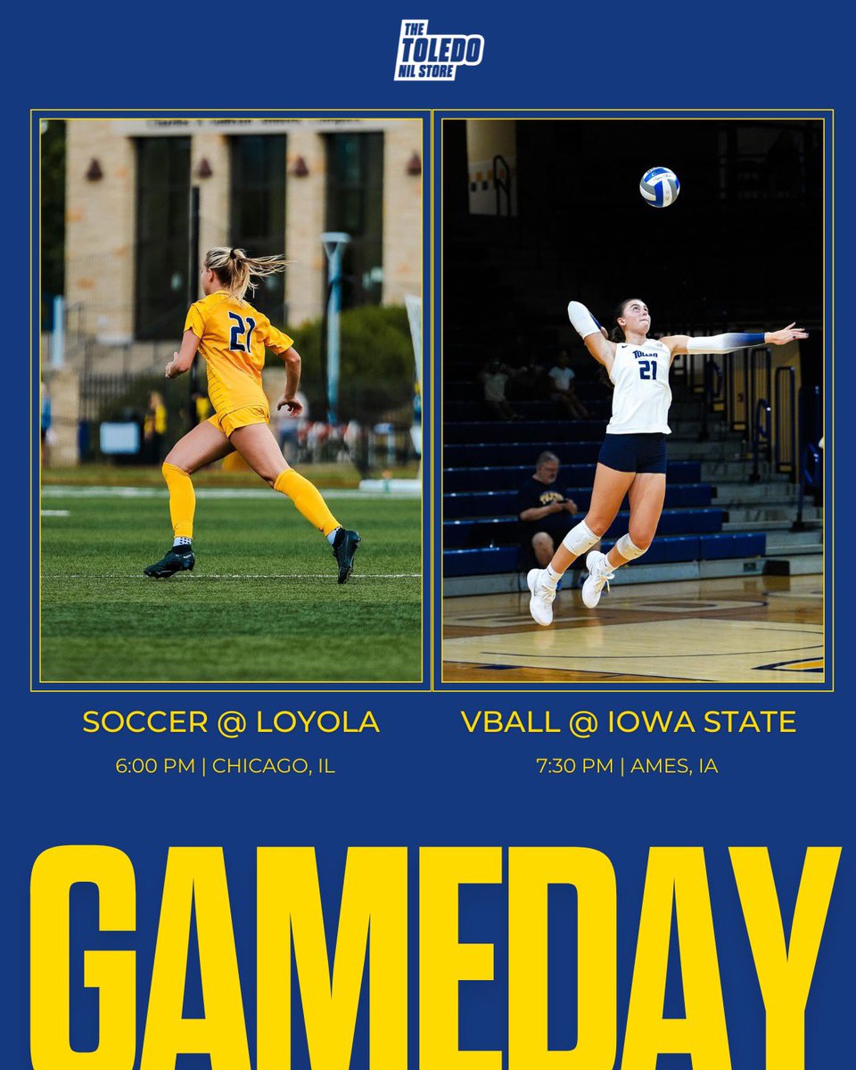 toledonilstore's tweet photo. DOUBLE GAMEDAY:
Tune in to the Soccer game at Loyola tonight at 6:30 and the Volleyball game at 7:00 at Iowa State
๐โฝ๏ธ๐
#utrockets #rocketnation #toledovball #toledosoccer https://t.co/uDq1V31A5M