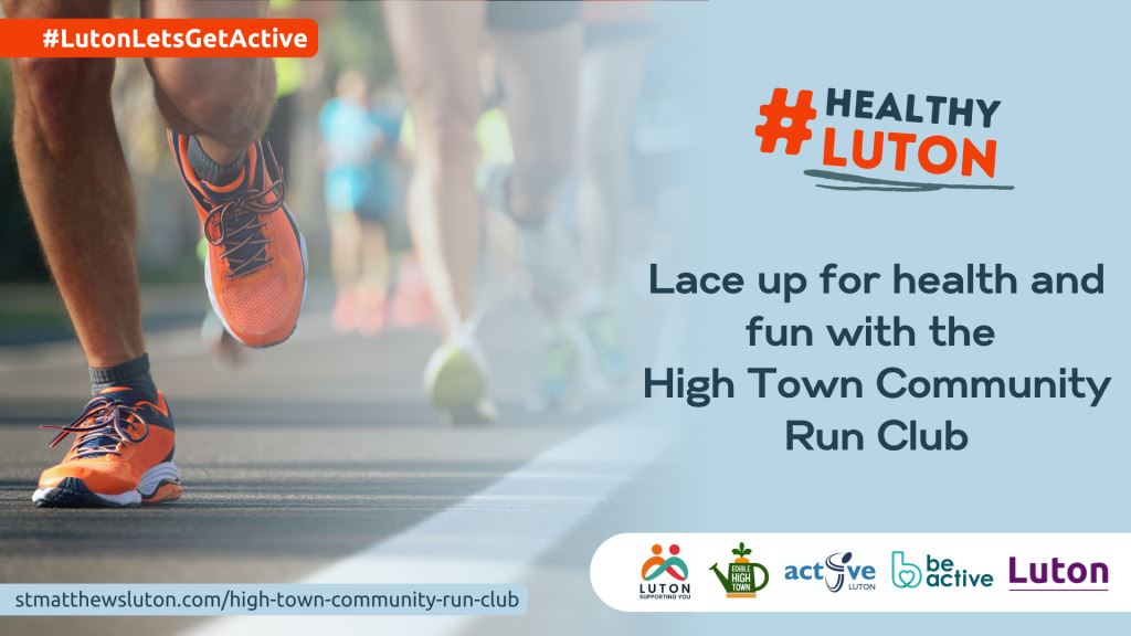 LutonSYou's tweet photo. Join the High Town Community Run Club and lace up for health and fun. Enjoy the support of fellow enthusiasts, explore scenic routes, and boost your well-being one stride at a time. https://t.co/fMbGWVaYuz 
#HealthyLuton #LutonLetsGetActive https://t.co/iRRYT0dDI5
