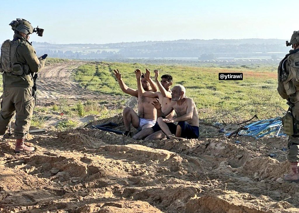 This photo shows 3 kidnapped Palestinians, including an elderly person.

It was posted on Instagram by an Israeli soldier.

Israel is a sick sick society.