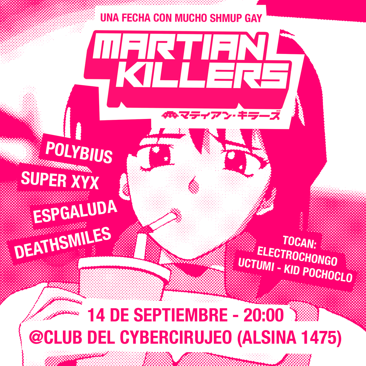 🏳️‍🌈UNA FECHA CON MUCHO SHMUP GAY 🏳️‍🌈

El sábado 14/9 (a partir de las 22:00 hs.) vamos a estar jugando:

🩷 POLYBIUS
🩷 Super XYX
🩷 Espgaluda
🩷 Deathsmiles

Además tocan ELECTROCHONGO, UCTUMI, KID POCHOCLO y las cybercirujeadas de siempre...

📍Alsina 1475, CABA
💰 ENTRADA $4.000