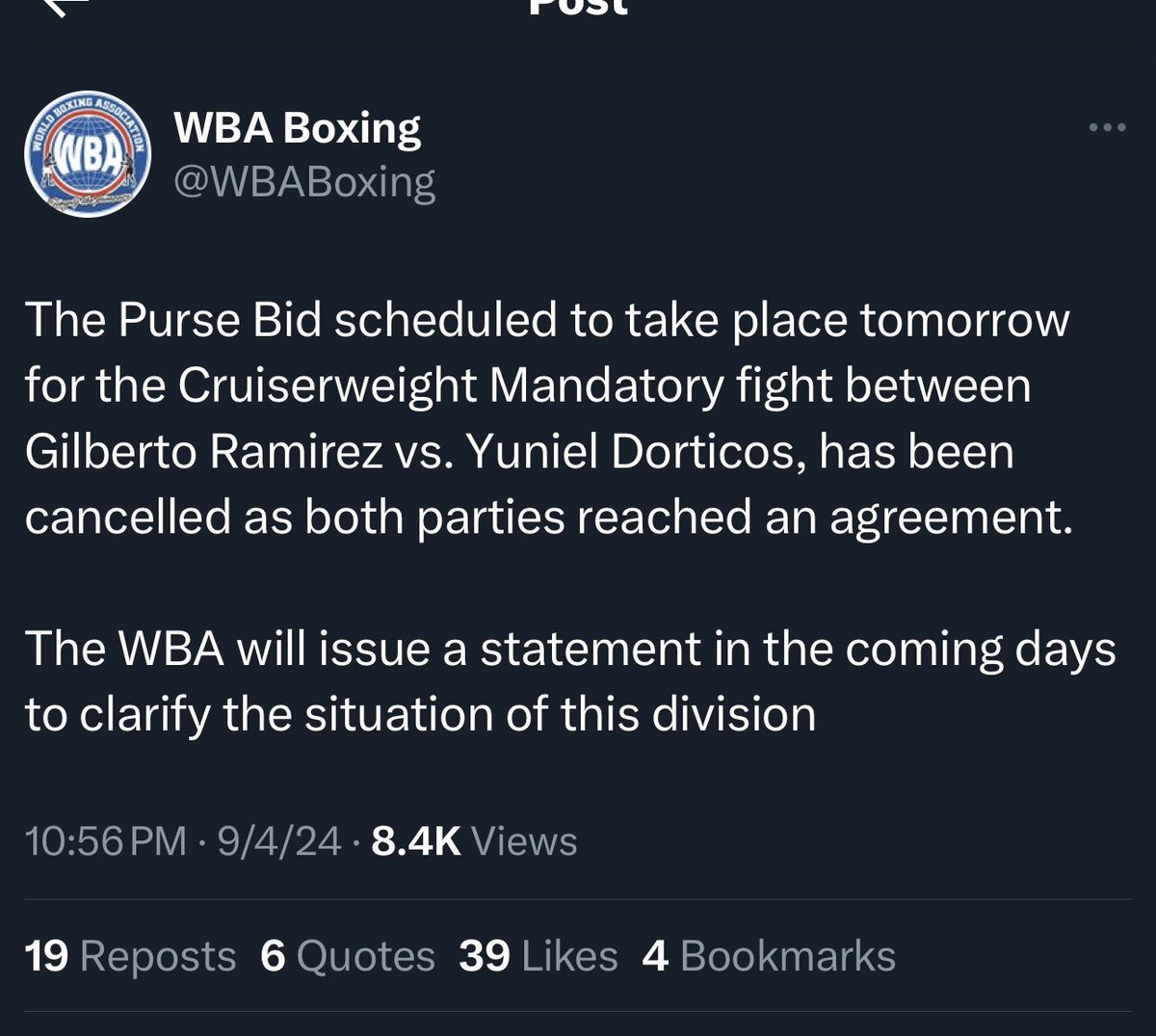 OutBoxedTV's tweet image. WBA- with this fight negotiations cancelled, this means that the fight between Zurdo Ramirez vs Chris Billam Smith is closer to happening on Latino Night in November of this year.  Event was announced by Turki Alalshikh. 
#boxing #boxeo #outboxed #goldenboypromotions