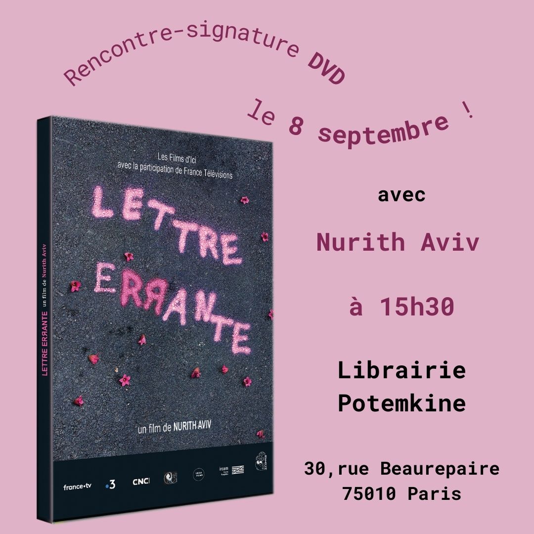 Les Films d'Ici (@lesfilmsdici) on Twitter photo A l'occasion de la sortie du DVD de LETTRE ERRANTE <a href="/nurithaviv/">Nurith Aviv</a> sera présente pour vous rencontrer dimanche 8 septembre à 15h30 à la @boutique_potemkine 30, Rue Beaurepaire, 75010 Paris
production : #sergelalou, Sophie Cabon
#nurithaviv #lettre #r #alphabet #langueinternationale A l'occasion de la sortie du DVD de LETTRE ERRANTE <a href="/nurithaviv/">Nurith Aviv</a> sera présente pour vous rencontrer dimanche 8 septembre à 15h30 à la @boutique_potemkine 30, Rue Beaurepaire, 75010 Paris
production : #sergelalou, Sophie Cabon
#nurithaviv #lettre #r #alphabet #langueinternationale