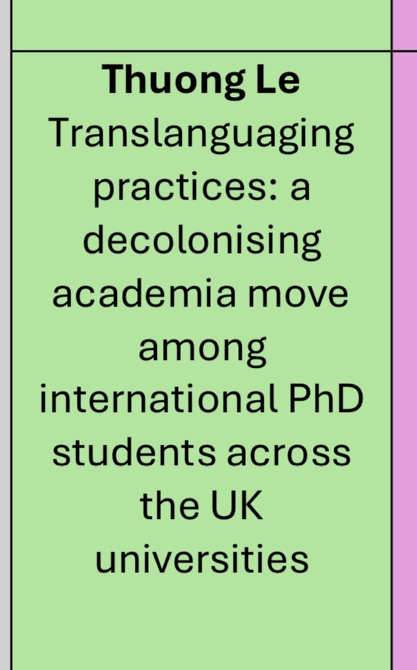 Excited to support @navangovender1’s and my PhD student <a href="/ThuongLe_rosie/">Thuong Le</a> as she presents her research at the #BAAL2024 conference tomorrow! Best of luck, Le! 🎉 #PhDLife #AcademicTwitter #AppliedLinguistics #StrathPGR