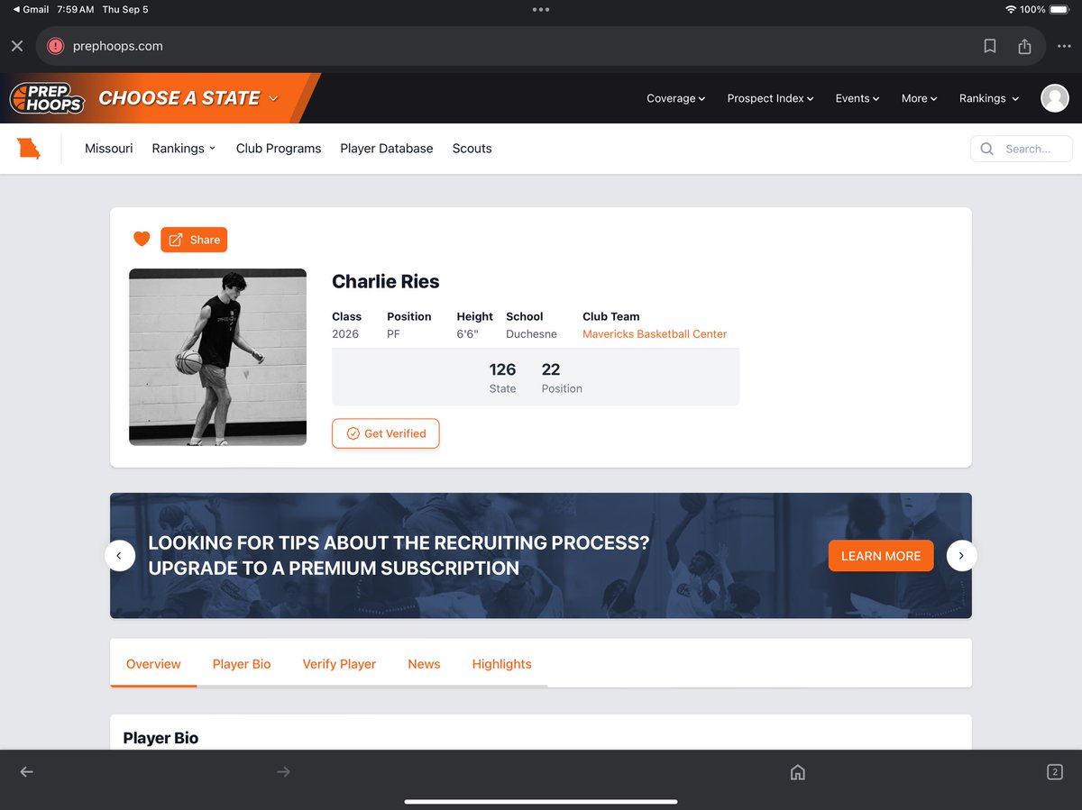 Ranked #126 in Missouri for Class of 2026. Just the start, it’s only up from here! 📈
@cgh00ps <a href="/DuchesneBball/">Duchesne Basketball</a> <a href="/CoachBouslog/">Wade Bouslog</a> <a href="/PrepHoopsMO/">Prep Hoops Missouri</a> <a href="/PHCircuit/">Prep Hoops Circuit 🏀</a> <a href="/MavericksBCMO/">Mavericks Basketball Center</a> <a href="/Athletics_DHS/">Duchesne Athletics</a>