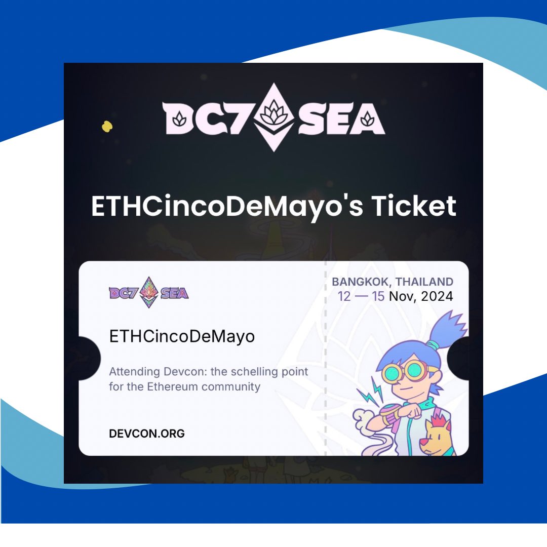 Good news! ETH Cinco de Mayo is supporting your journey to #Devcon7!
We have 5 scholarships available for tickets.

🎟️1 free ticket and 5 at a special price.
📸 Participate by sharing a photo of yourself at the ETH Cinco de Mayo Hackathon in the comments and tell us your goal for