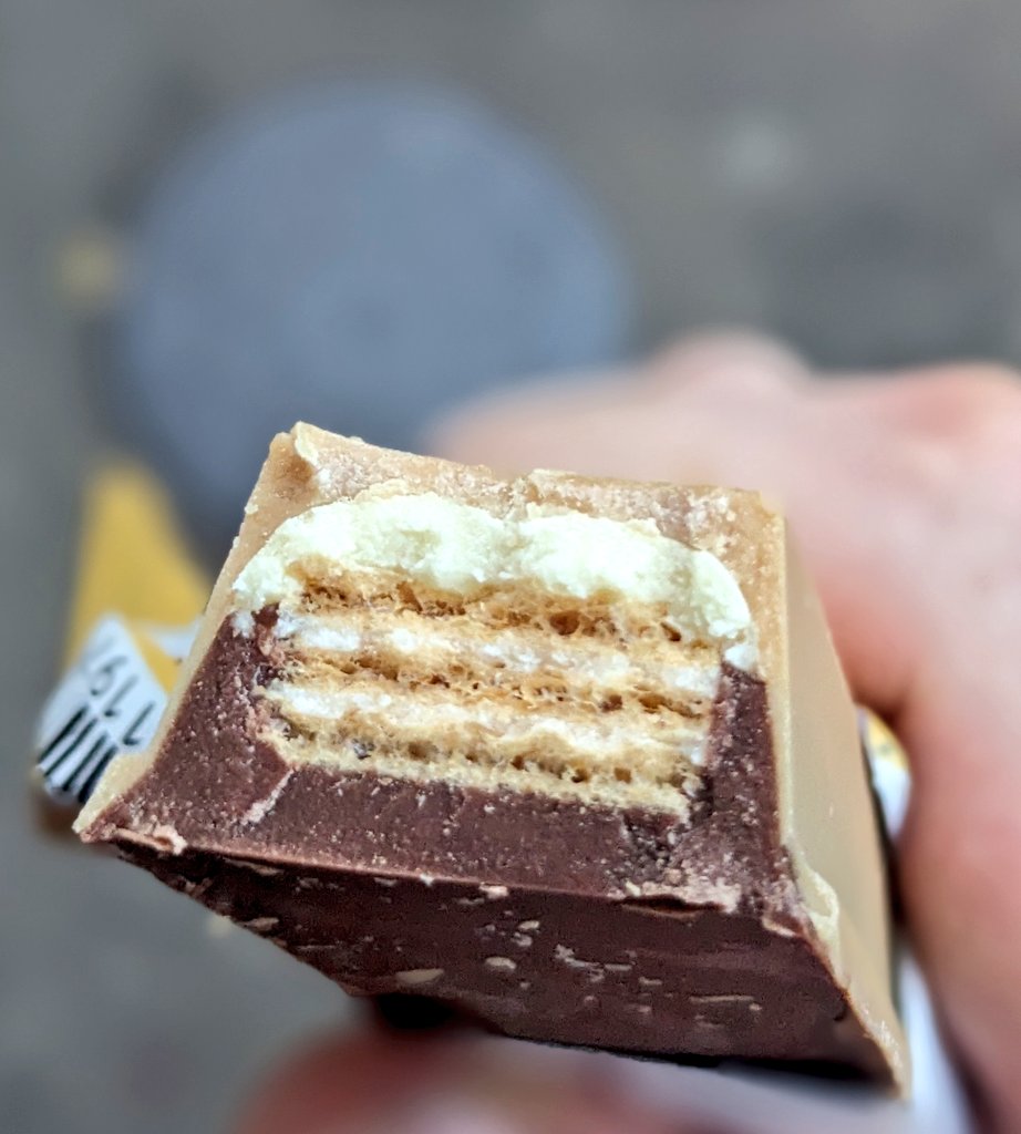 over the course of my adult life there has been little innovation in the field of chocolate bar manufacture. this, just released, may be the best thing in the last 20 years - the divisive "mcvities gold bar" re-imagined kit kat chunky style. strongly recommended