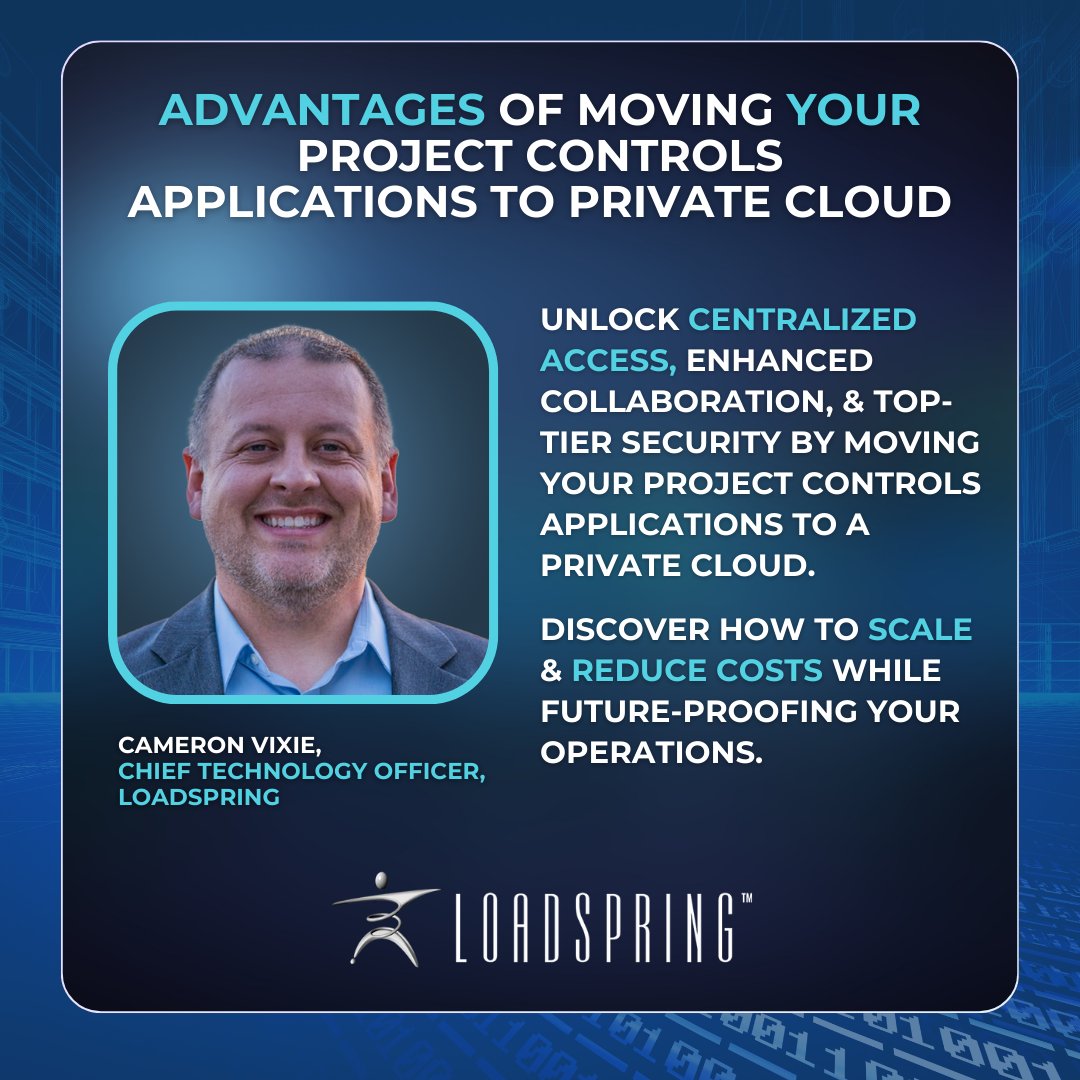 LoadSpring's tweet image. Moving Your Project Controls Applications to a Private Cloud! hubs.ly/Q02NFtq20
Centralized access, enhanced collaboration, improved security, scalability, cost efficiency, &amp;amp; future-proofing operations. Revolutionize AEC operations with LoadSpring.
#LoadSpring #PrivateCloud