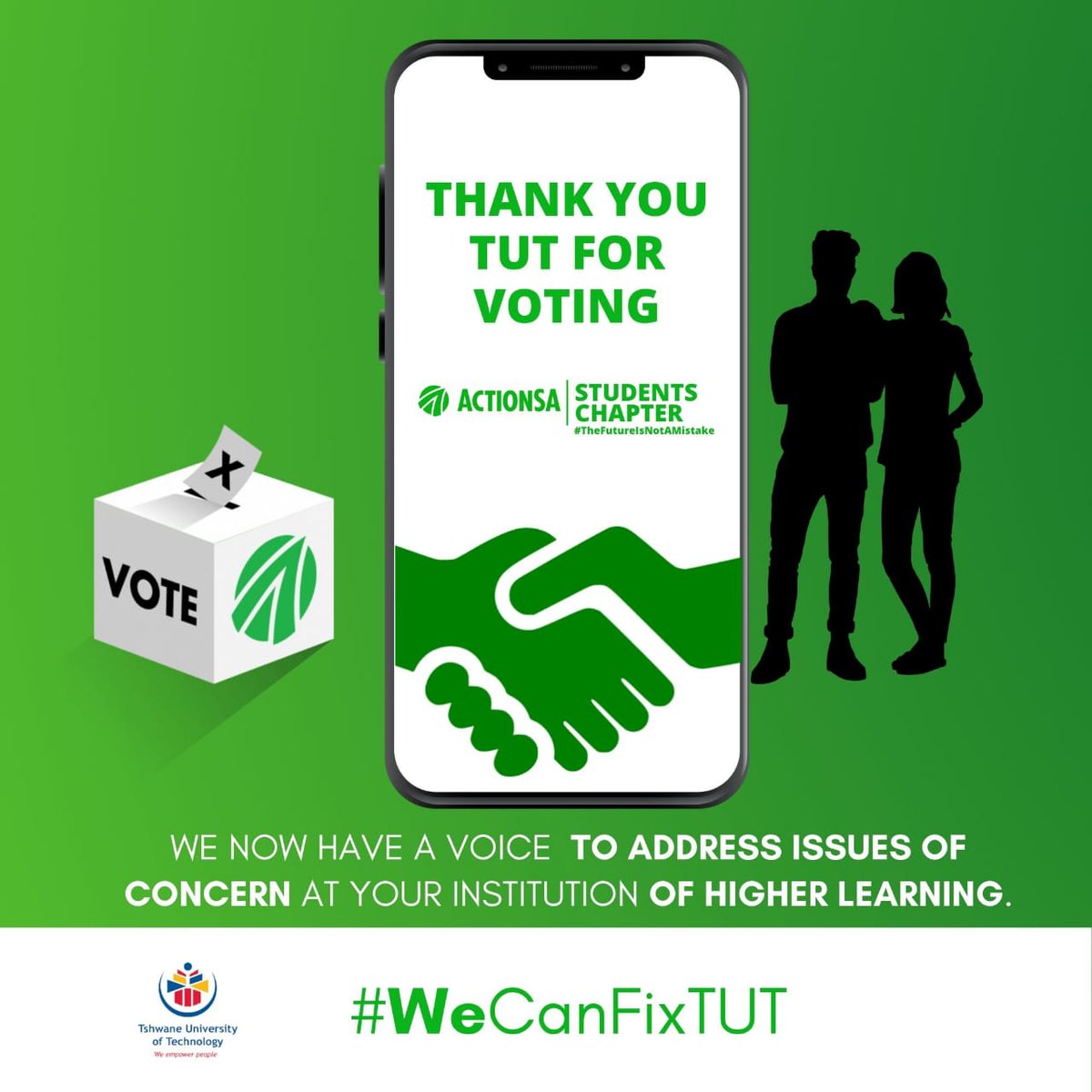 COJactionsaREC's tweet photo. BREAKING NEWS: Growth for ActionSA Students Chapter in a highly contested SRC
Thank you, *Tshwane University of Technology,* for giving ActionSA Students Chapter a seat at the Ga-Rankuwa Campus and another seat at the eMalahleni Campus
#LetsFixTUT π #TheFutureIsNotAMistake πΏπ¦ https://t.co/iLSlkJPj4c