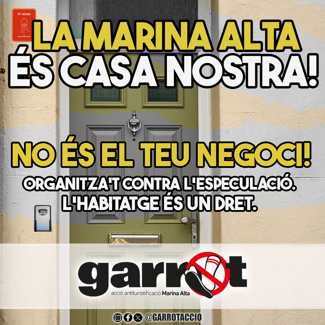 🆘 Si la turistificació desplaça les nostres veïnes, nosaltres no ens quedarem de braços creuats.

Compartiu i atentes al setembre que anem a donar GARROT als especuladors de la vivenda! 👊🏻