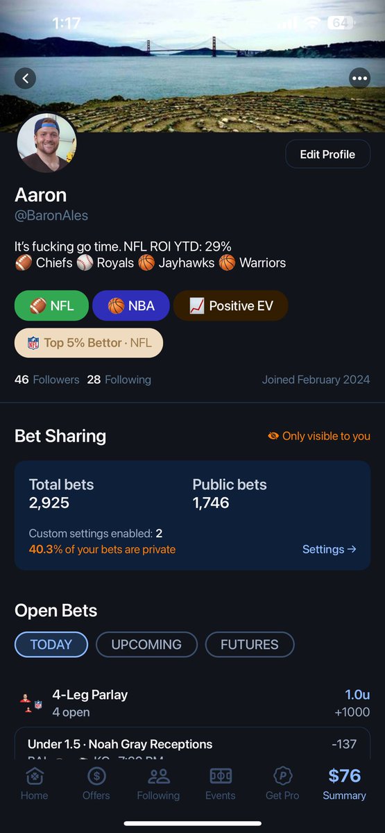 BaronAles's tweet image. Anyone who thinks sports betting/investing can’t be hugely profitable is a fool….I’m at 29% ROI YTD. 

If you want to tail, find me on @pikkitsports under @BaronAles #MathWins