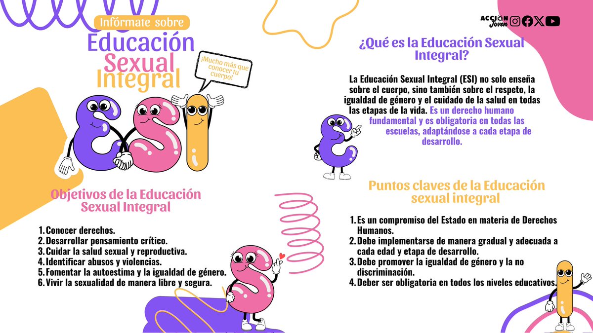 🌍 ¡Infórmate sobre Educación Sexual Integral (ESI): un derecho, no un tabú! 🌍

La ESI es fundamental para tener acceso a información veraz y completa sobre nuestro cuerpo, sexualidad y relaciones. 

#educacionsexualIntegral #derechossexuales #juventudinformada #igualdaddegenero