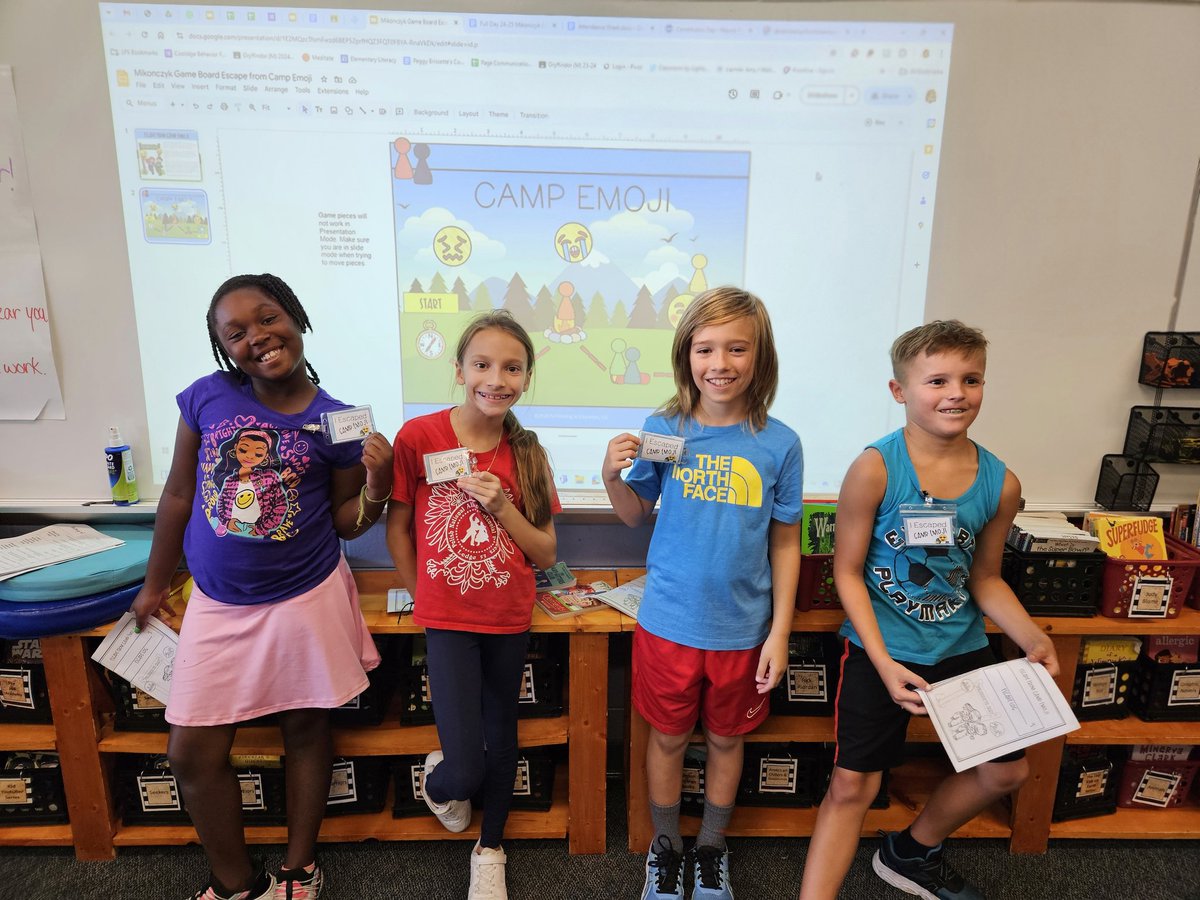 Camp Emoji escape room. Students improved their group work skills tremendously from last week. Ask your child what they had to do to escape Camp Emoji!
