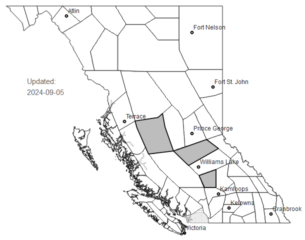 THURSDAY: Smoky Skies Bulletin issued for 100 Mile, Caribou (North) and Lakes District.  Areas are being impacted or likely to be impacted by wildfire smoke over the next 24-48 hours. Details: www2.gov.bc.ca/assets/gov/env…
<a href="/fnha/">FNHA</a>
<a href="/Northern_Health/">Northern Health</a>