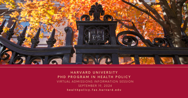 onceuponA's tweet image. Thinking about PhD programs in health policy? Harvard's is having an info session in two weeks (Sep 19, 12-1 ET). 

This could be especially useful if you don't know how the different "tracks" work, or which one is the best fit for you. 

Register here: harvard.zoom.us/meeting/regist…