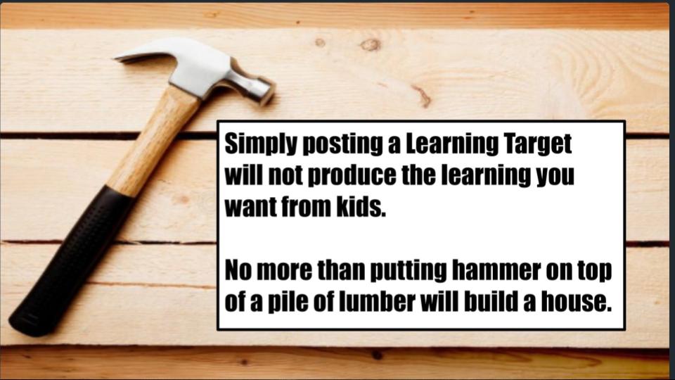 Learning Targets are a tool to use. 

Posting them out of compliance does NOTHING for learning. 

Create them, use them, let them drive the clarity of the learning that gets you 0.85 effect size or 2+ years' learning potential. 

Otherwise, don't bother.