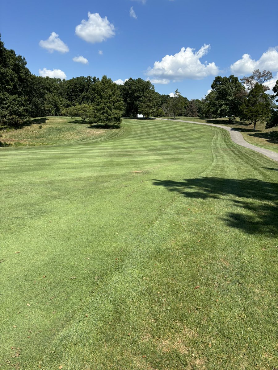 6400 feet of cart path repaved in house and greens verticut punched and top dressed. Looking to start verticutting tees and fairways next week.